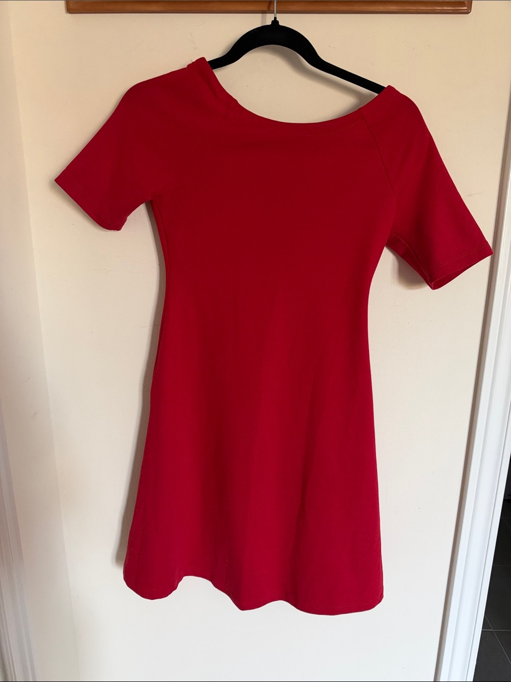 Zara Red Short-Sleeve Fit-and-Flare Dress